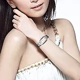 Жіночий прямокутний класичний наручний годинник Skmei 1400SI Silver срібло з металевим браслетом, фото 7