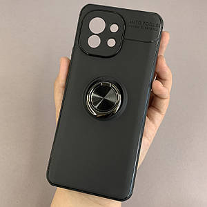 Чохол для Xiaomi Mi 11 протиударний з кільцем підставкою чохол на телефон сяомі мі 11 чорний CWR