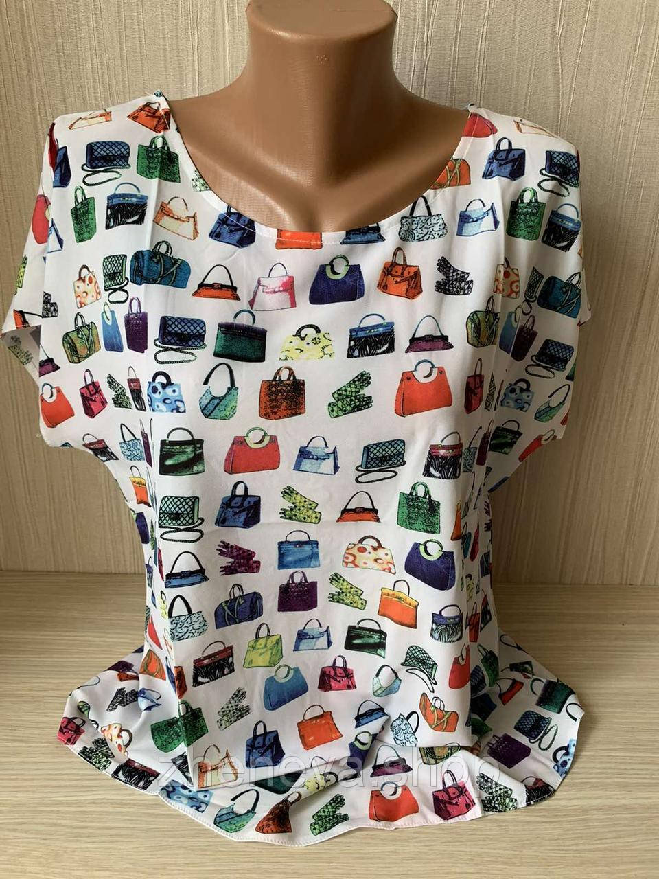 Оригінальна літня біла стильна жіноча блуза футболка, принт, фото 1