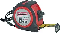 Рулетка HAISSER Compact 5 мx25 мм, нейлон, прогумований корпус, 2 стопи, магніт
