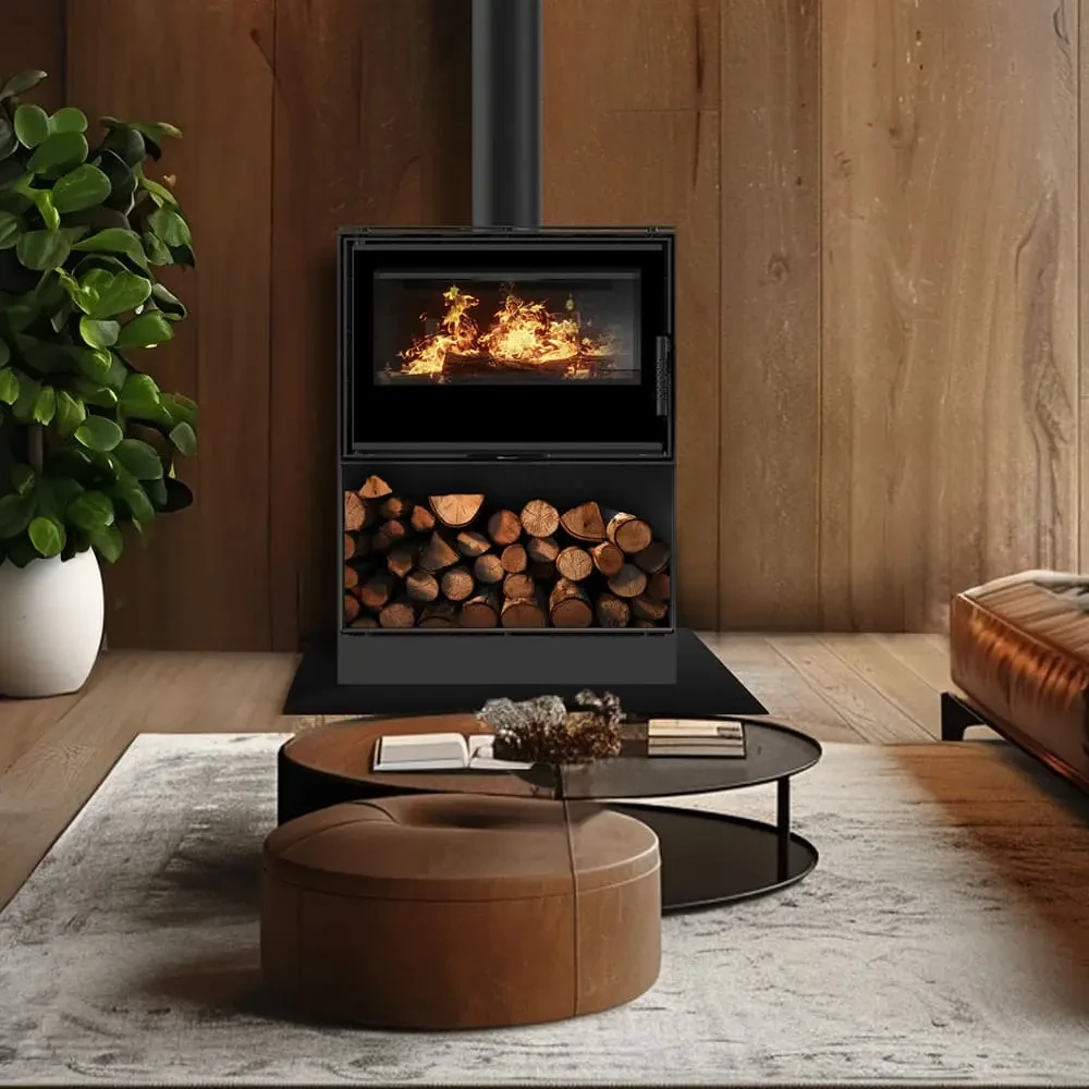 Сталева піч-камін Kratki KARI 70 з нішою для дров (8 кВт), фото 1