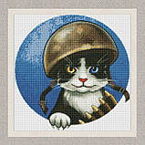Алмазна мозаїка/вишивка Тварини. Войовничий котик 40*40 см Ідейка AMO 7591, фото 2