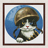 Алмазна мозаїка/вишивка Тварини. Войовничий котик 40*40 см Ідейка AMO 7591, фото 3