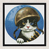 Алмазна мозаїка/вишивка Тварини. Войовничий котик 40*40 см Ідейка AMO 7591, фото 4