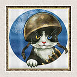 Алмазна мозаїка/вишивка Тварини. Войовничий котик 40*40 см Ідейка AMO 7591, фото 5