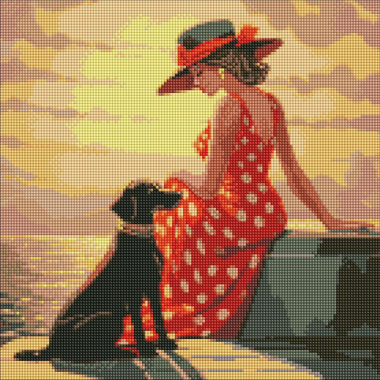 Алмазна мозаїка/вишивка Ранкова прогулянка. З голограмними стразами 40*40 см Ідейка AMO 7645, фото 1