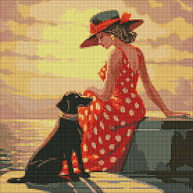 Алмазна мозаїка/вишивка Ранкова прогулянка. З голограмними стразами 40*40 см Ідейка AMO 7645