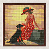 Алмазна мозаїка/вишивка Ранкова прогулянка. З голограмними стразами 40*40 см Ідейка AMO 7645, фото 3