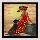 Алмазна мозаїка/вишивка Ранкова прогулянка. З голограмними стразами 40*40 см Ідейка AMO 7645, фото 4