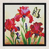 Алмазна мозаїка/вишивка Іриси з голограмними стразами 40*40 см Ідейка AMO 7650, фото 4