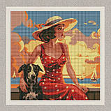 Алмазна мозаїка/вишивка Дівчина з песиком 40*40 см Ідейка AMO 7693, фото 2