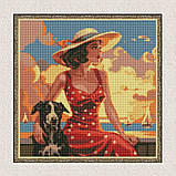 Алмазна мозаїка/вишивка Дівчина з песиком 40*40 см Ідейка AMO 7693, фото 5