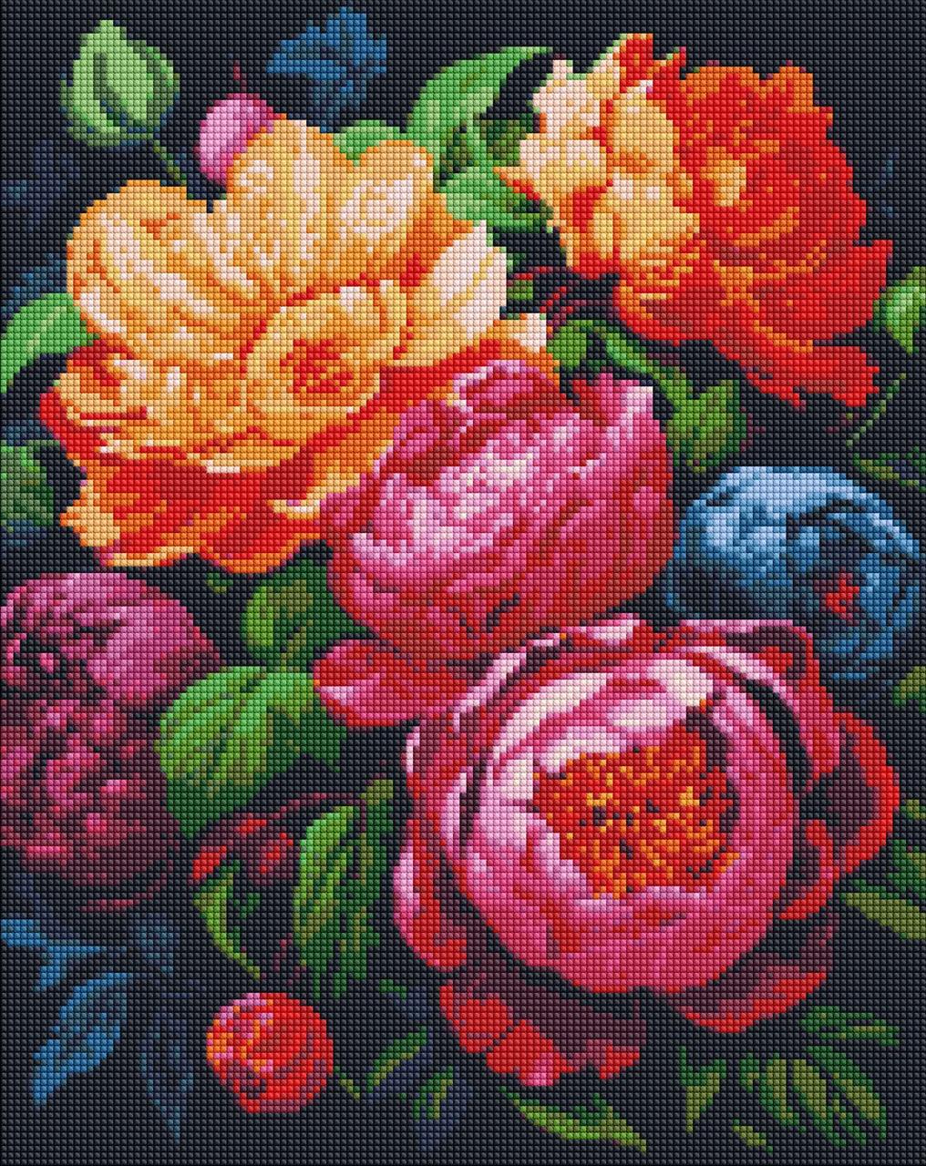 Алмазна мозаїка/вишивка Яскравий букет квітів 40*50 см Ідейка AMO 7850, фото 1