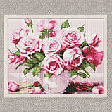 Алмазна мозаїка/вишивка Квіти. Рожеві троянди 30*40 см Ідейка AMO 7906, фото 2
