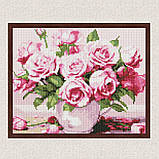 Алмазна мозаїка/вишивка Квіти. Рожеві троянди 30*40 см Ідейка AMO 7906, фото 3
