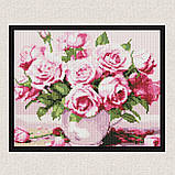 Алмазна мозаїка/вишивка Квіти. Рожеві троянди 30*40 см Ідейка AMO 7906, фото 4