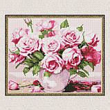 Алмазна мозаїка/вишивка Квіти. Рожеві троянди 30*40 см Ідейка AMO 7906, фото 5