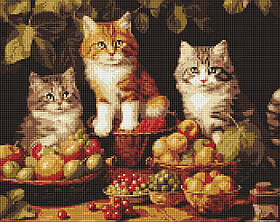 Алмазна мозаїка/вишивка Котики і фрукти 40*50 см Ідейка AMO 7940