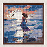 Алмазна мозаїка/вишивка Пейзаж. Дівчина біля моря 40*40 см Ідейка AMO 7965, фото 3