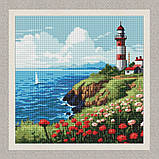 Алмазна мозаїка/вишивка Пейзаж. Маяк на горизонті 40*40 см Ідейка AMO 7969, фото 2