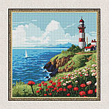 Алмазна мозаїка/вишивка Пейзаж. Маяк на горизонті 40*40 см Ідейка AMO 7969, фото 5