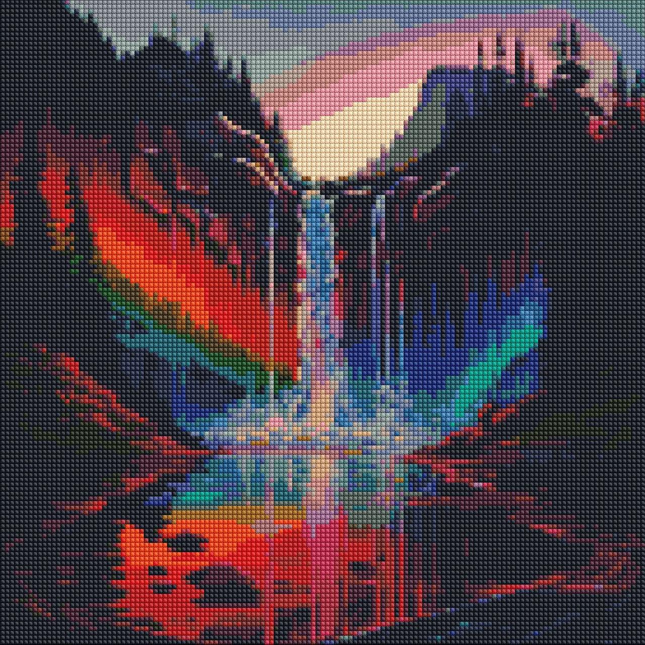 Алмазна мозаїка/вишивка Пейзаж. Нічна казка наяву 40*40 см Ідейка AMO 7523, фото 1