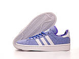 Жіночі кросівки Adidas Campus 80s South Park Towelie весна-осінь замшеві повсякденні (блакитні). Живе фото. Адідас кампус, фото 5