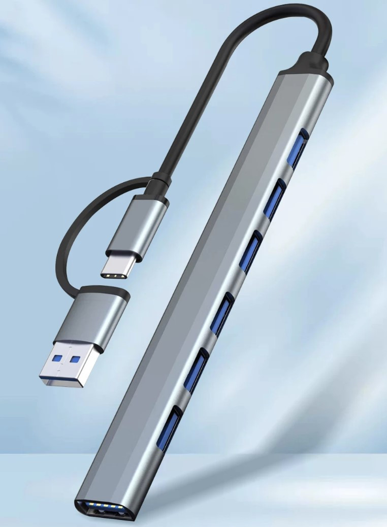 Type-C (з перехідником USB) HUB USB 3.0 на 7 портів