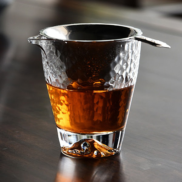 Чахай скляний 200 мл для чаю, китайський, з металевим ситечком, Чаша справедливості для чайної церемонії