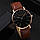 Жіночий годинник Geneva Classic steel watch чорний із коричневим ремінцем, фото 3