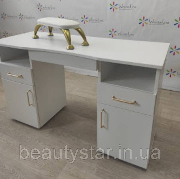 Білий манікюрний стіл для салону краси NAIL_BR