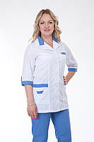 Медицинский костюм женский белый з голубым.