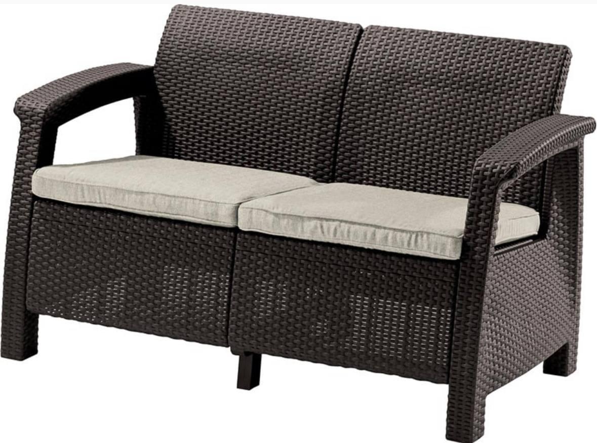 Садовий диван для тераси коричневий Corfu Love Seat