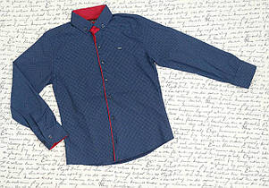 Опт Сорочка класична для хлопців, довгий рукав, р. 8/9 років, синя візерунок