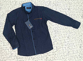 Опт Сорочка класична для хлопців, довгий рукав, р. 9-12 років, синя цяточка