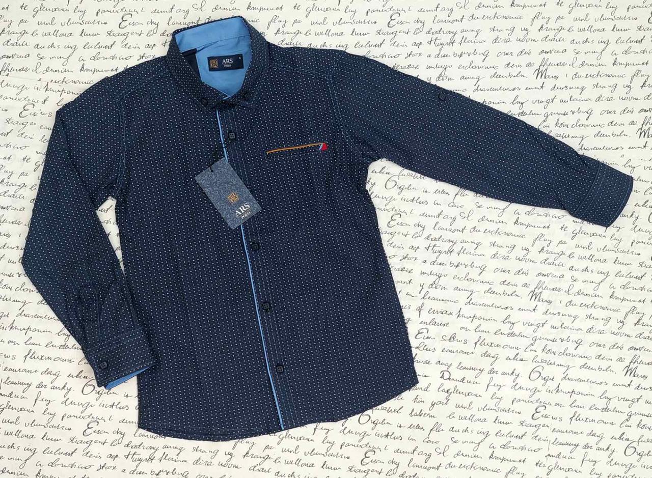 Опт Сорочка класична для хлопців, довгий рукав, р. 9-12 років, синя цяточка