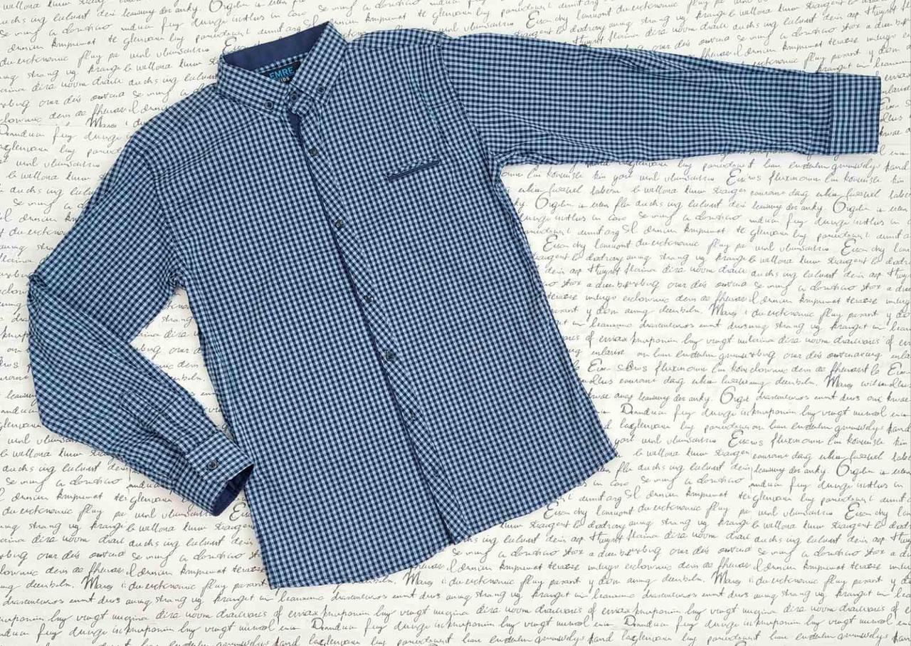 Опт Сорочка класична для хлопців, довгий рукав, р. 11-16 років, синя клетка