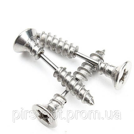 Сережки "Гвозь сталевий" для пірсингу вух. Медична сталь.(ціна за 1 шт.), фото 2