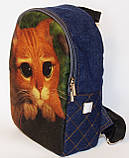 Джинсовий рюкзак Кіт у чоботях Шрек, фото 2