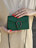 Жіноча маленька сумка зелена клатч на ланцюжку крос-боді з підковою через плече, фото 4