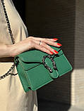 Жіноча маленька сумка зелена клатч на ланцюжку крос-боді з підковою через плече, фото 2