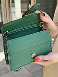 Жіноча маленька сумка зелена клатч на ланцюжку крос-боді з підковою через плече, фото 9