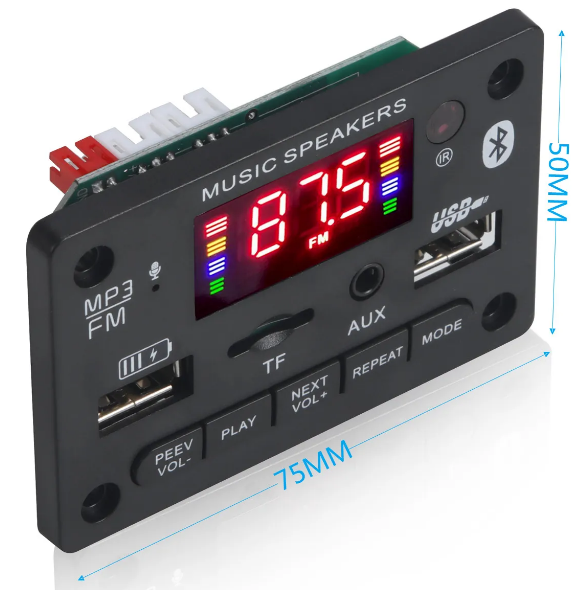 МР3 стерео модуль JX-810BT поддержкой Bluetooth 5.0; AUX; USB; TF