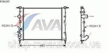 Радіатор без кондиціонера до 2008 Solenza/Logan 1.4-1.6 7700836301 AVA RT 2197