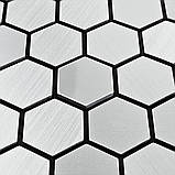 Самоклеюча алюмінієва плитка 300х300х3мм Срібна мозаїка із дзеркальними вставками SW-00001928, фото 5