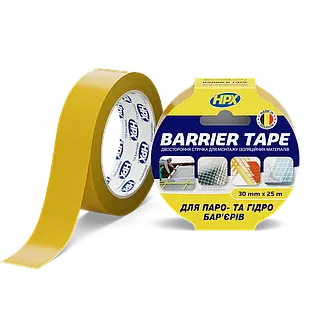 BARRIER TAPE - 30мм х 25м - для паро- та гідро- бар'єрів, прозора двостороння клейка стрічка HPX