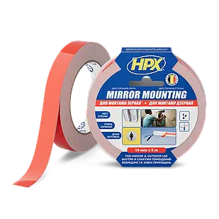MIRROR MOUNTING - 19мм x 5м - для монтажу дзеркал двостороння спінена клейка стрічка HPX