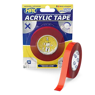 ACRYLIC TAPE - 12мм x 2м, прозора акрилова двостороння стрічка HPX (силіконовий скотч)