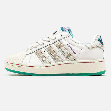 Жіночі Кросівки Adidas Superstar x FeiFei Ruan White Beige / Адідас Суперстар ФейФей Руан Білі з Бежевим, фото 1