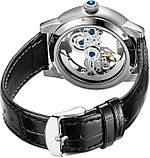 Чоловічий механічний годинник з відкритим механізмом і автопідзаводом Forsining 8258 Silver-Silver, фото 4